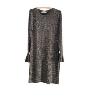 Michael Kors Black and Gold Long Sleeve Dress